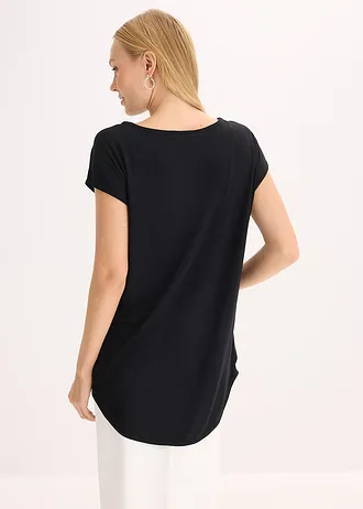 T-shirt imprimé en matière douce • noir-pétrole floral • Boutique bonprix