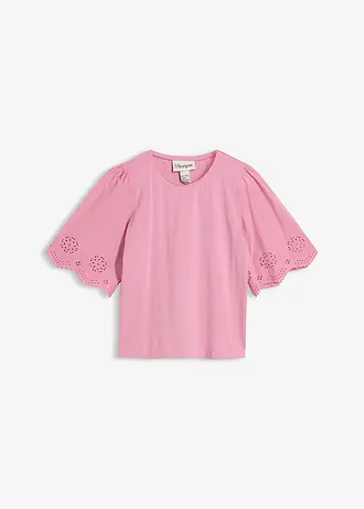 T-shirt à broderie anglaise • mauve • Boutique bonprix