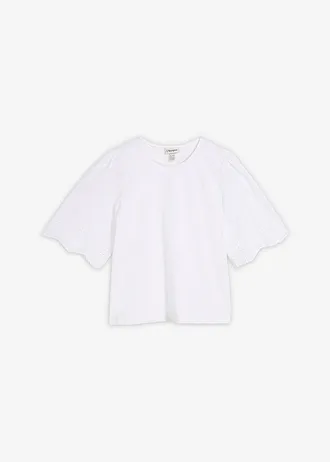 T-shirt à broderie anglaise, Couleur: blanc