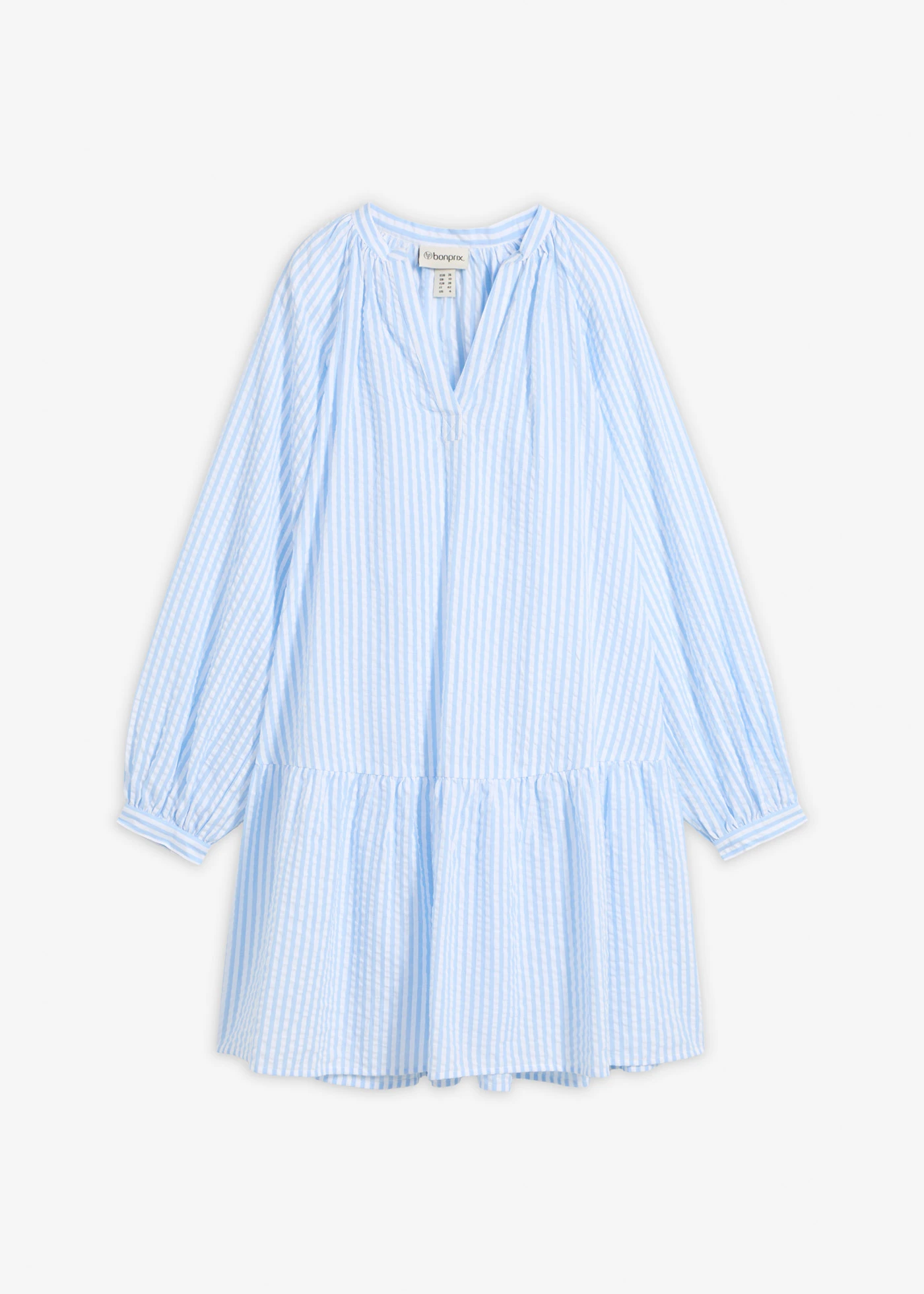 Rochie-tunică din bumbac 100% • bleu/alb cu dungi • magazin bonprix