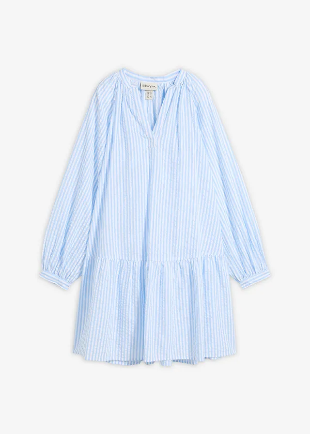 Rochie-tunică din bumbac 100% • bleu/alb cu dungi • magazin bonprix