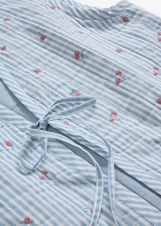 Prošívaná vesta s květovanou výšivkou • světle modro-bílá s podélnými proužky • bonprix obchod