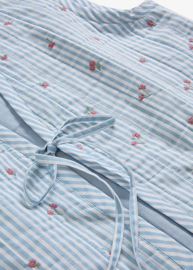 Bodywarmermet bloemenborduursel • lichtblauw-wit verticaal gestreept • product-page.page-title-suffix