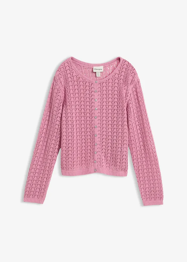 Gilet en maille ajourée 100% coton, Couleur: mauve