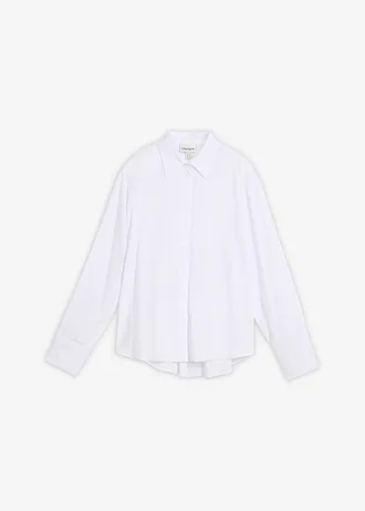 Overhemdblouse van een soepele viscosemix, Kleur: wit