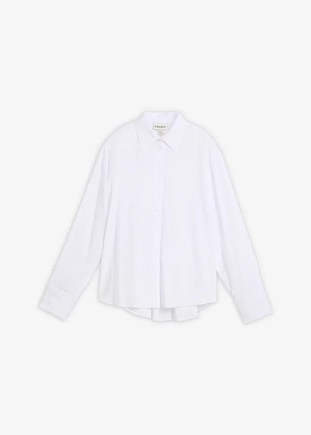 Overhemdblouse van een soepele viscosemix, Kleur: wit