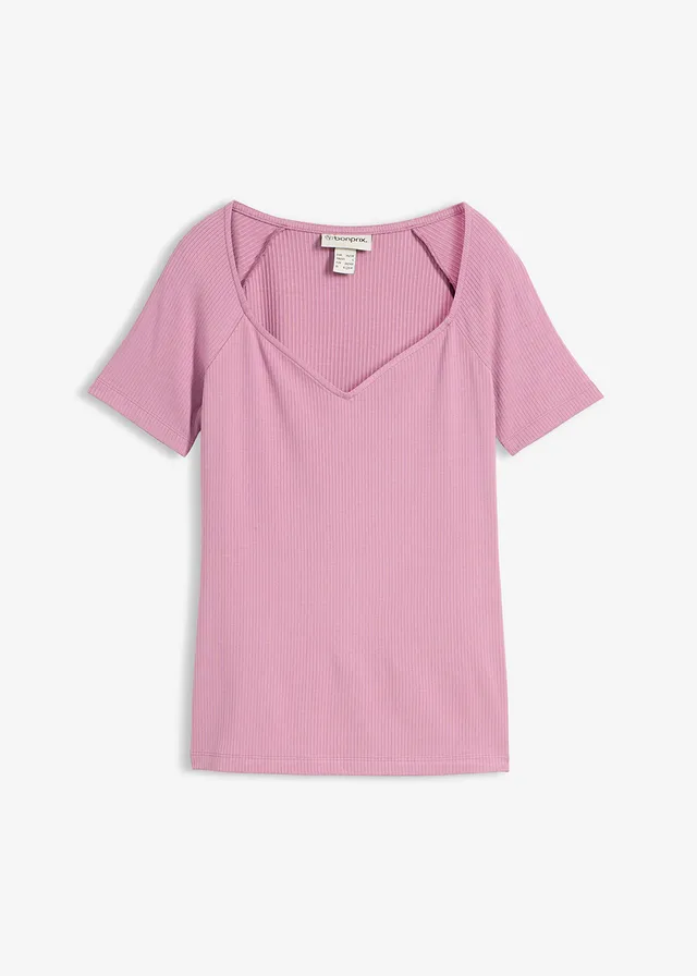 T-shirt côtelé en viscose extensible • mauve • Boutique bonprix