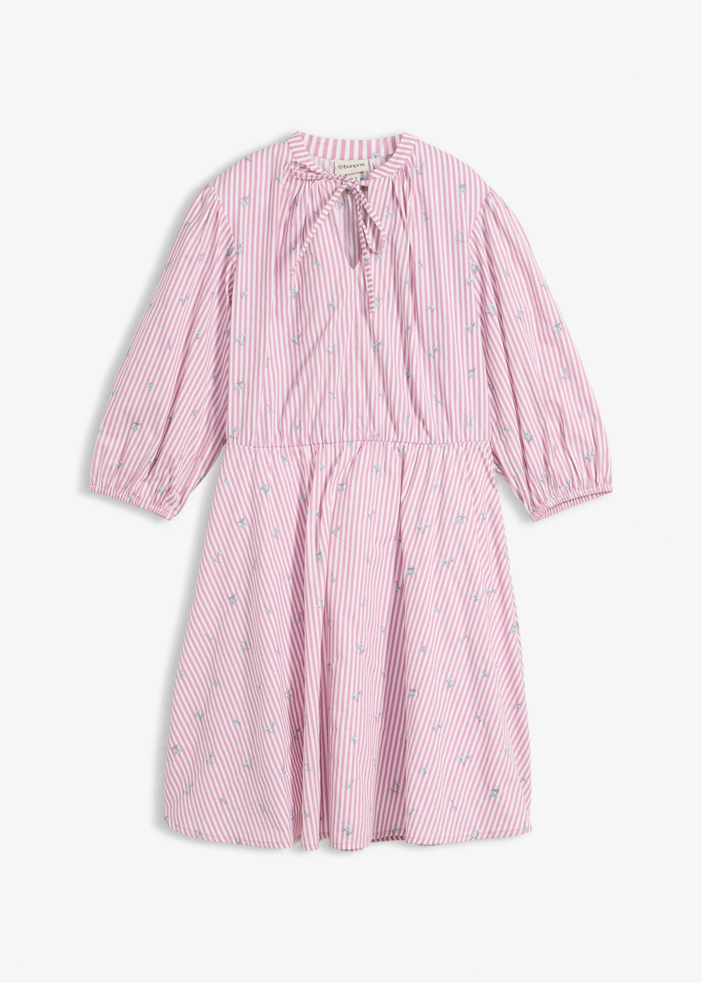 Robe courte 100% coton • mauve-blanc rayé • Boutique bonprix