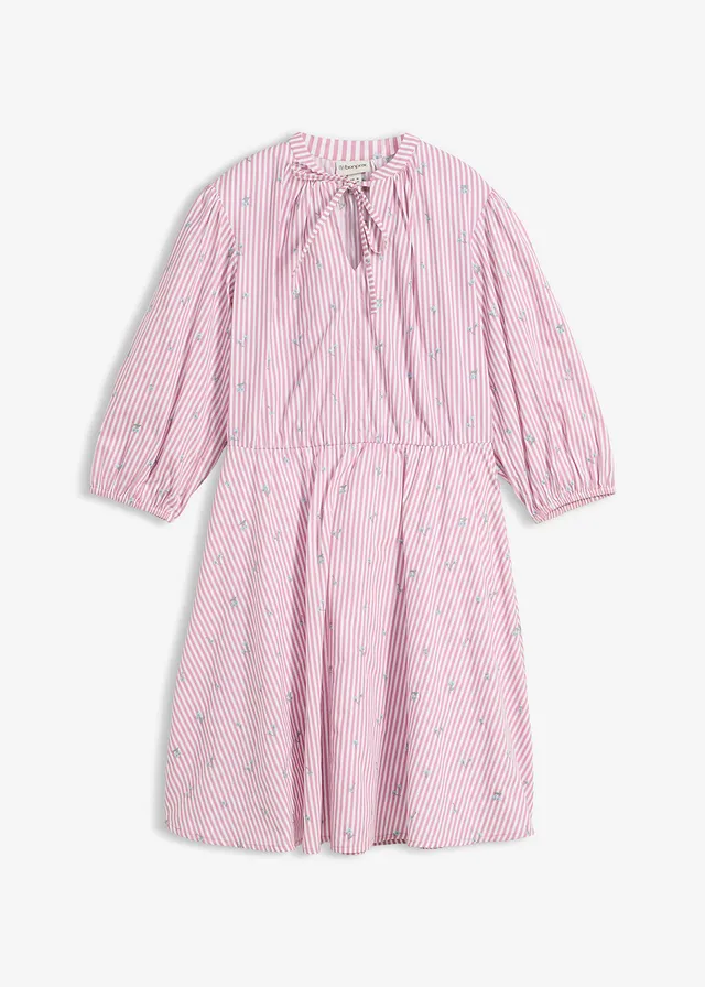 Mini ruha tiszta pamutból • mályva-fehér csíkos • bonprix áruház