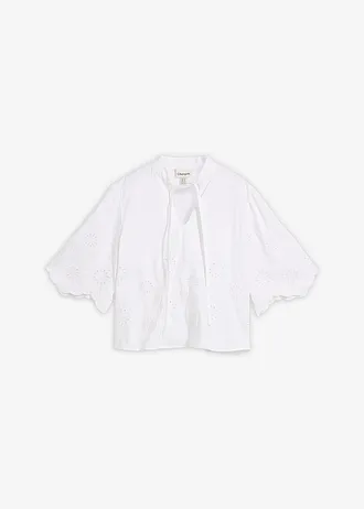 Bluză scurtă tip tunică cu broderie perforată