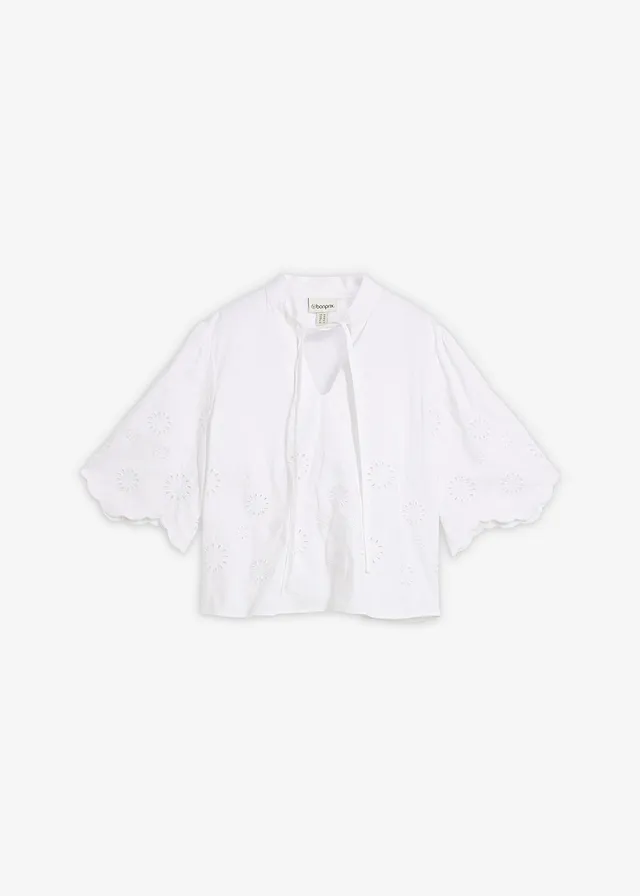 Korte tuniek met broderie anglaise • wit • bonprix online shop