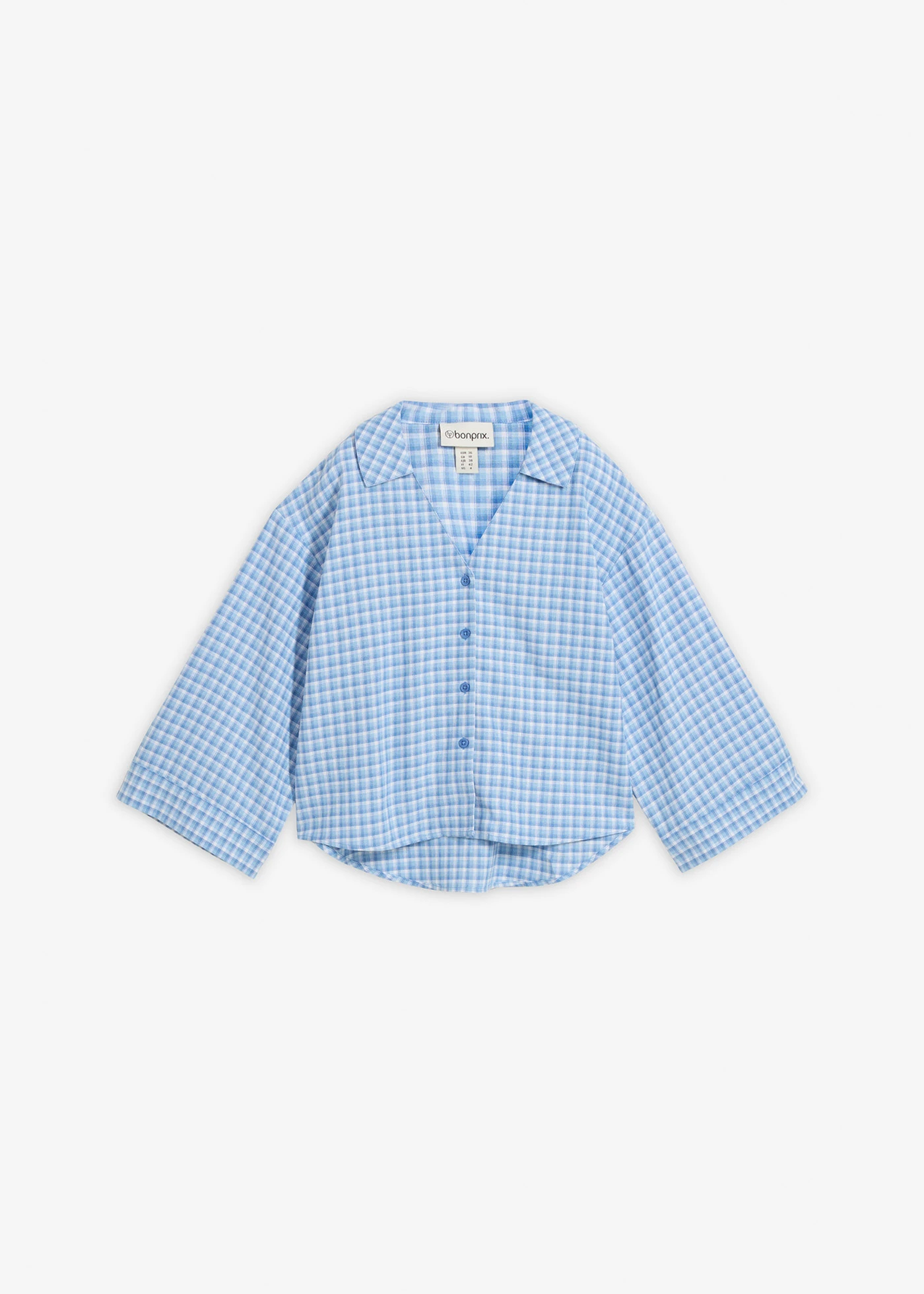 Bluză tip cămașă din amestec lejer de in • albastru arctic-bleu-alb • magazin bonprix