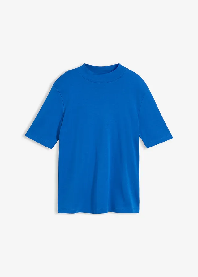 T-shirt z prążkowanej bawełny • niebieski arktyczny • sklep bonprix