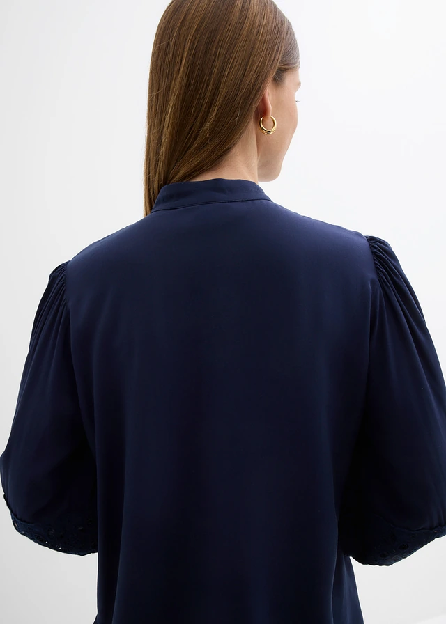 Blouse met kant van een soepele viscosemix • donkerblauw • product-page.page-title-suffix