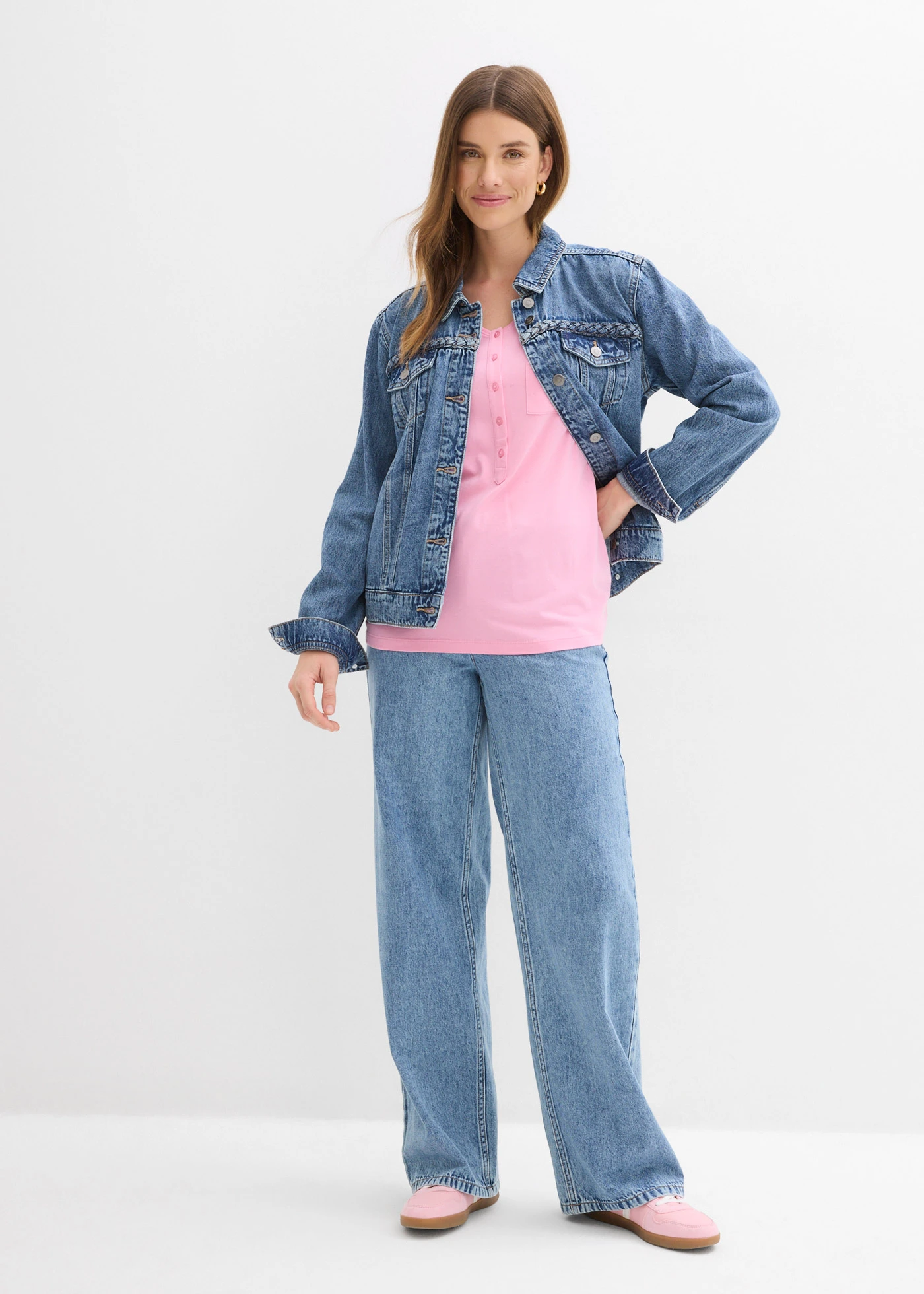 T-shirt met knoopsluiting • roze • bonprix online shop