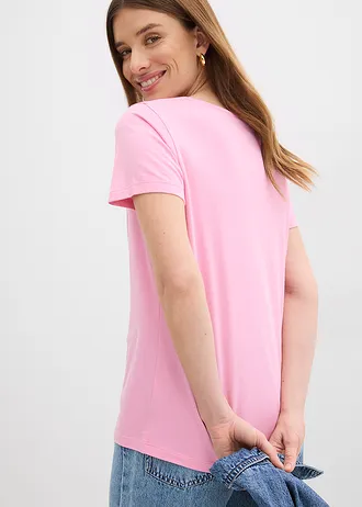 Tricou cu bandă de nasturi • roz • magazin bonprix