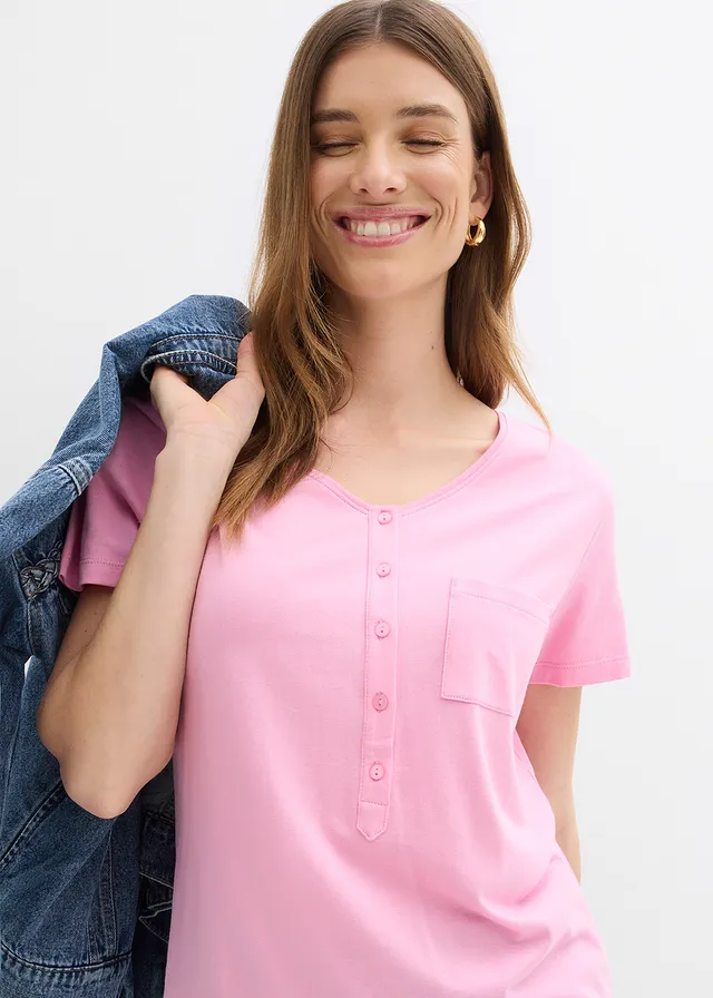 Tricou din amestec cu bumbac și viscoză • roz • magazin bonprix