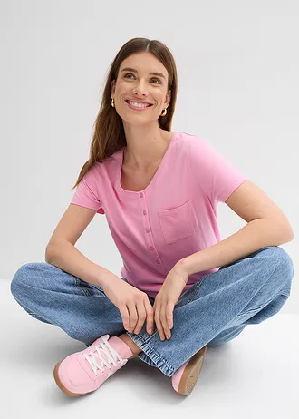 Tricou cu bandă de nasturi • roz • magazin bonprix