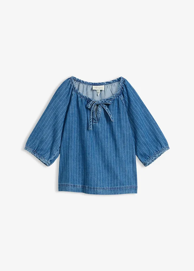 Blouse en jean, coton • bleu denim rayé • Boutique bonprix