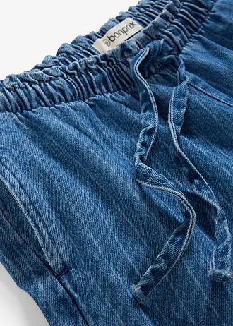 Jean large à taille entièrement élastiquée, coton • bleu stone rayé • Boutique bonprix