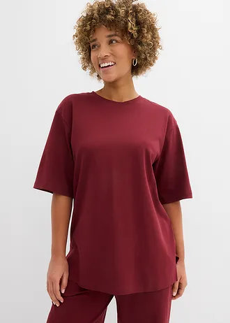 Longshirt van interlock, Kleur: robijnrood