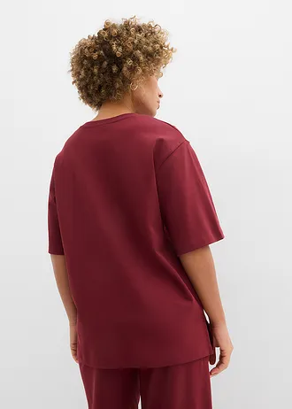 Longshirt van interlock, Kleur: robijnrood