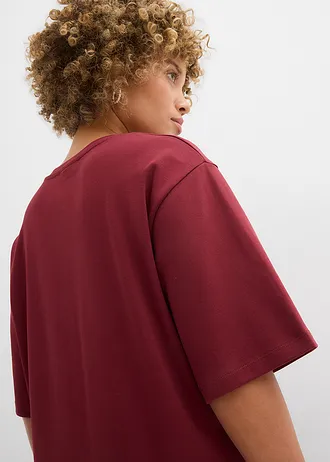 Długi T-shirt z bawełny interlock • czerwony rubinowy • sklep bonprix