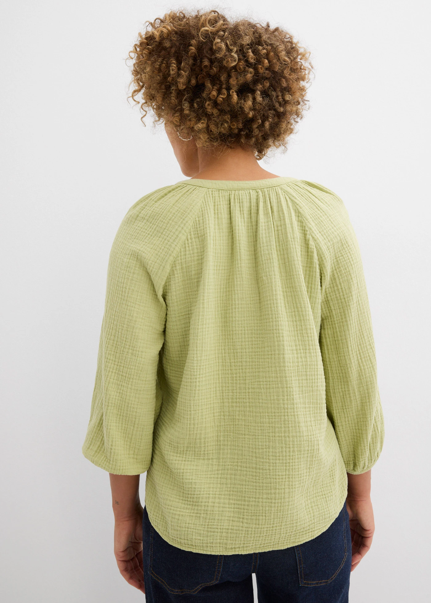Oversized mousseline blouse van puur katoen • mineraalgroen • bonprix online shop