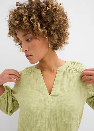 Bluză oversize din muselină • verde mineral • magazin bonprix