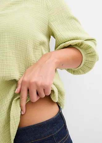 Bő blúz muszlin anyagból • ásványzöld • bonprix áruház