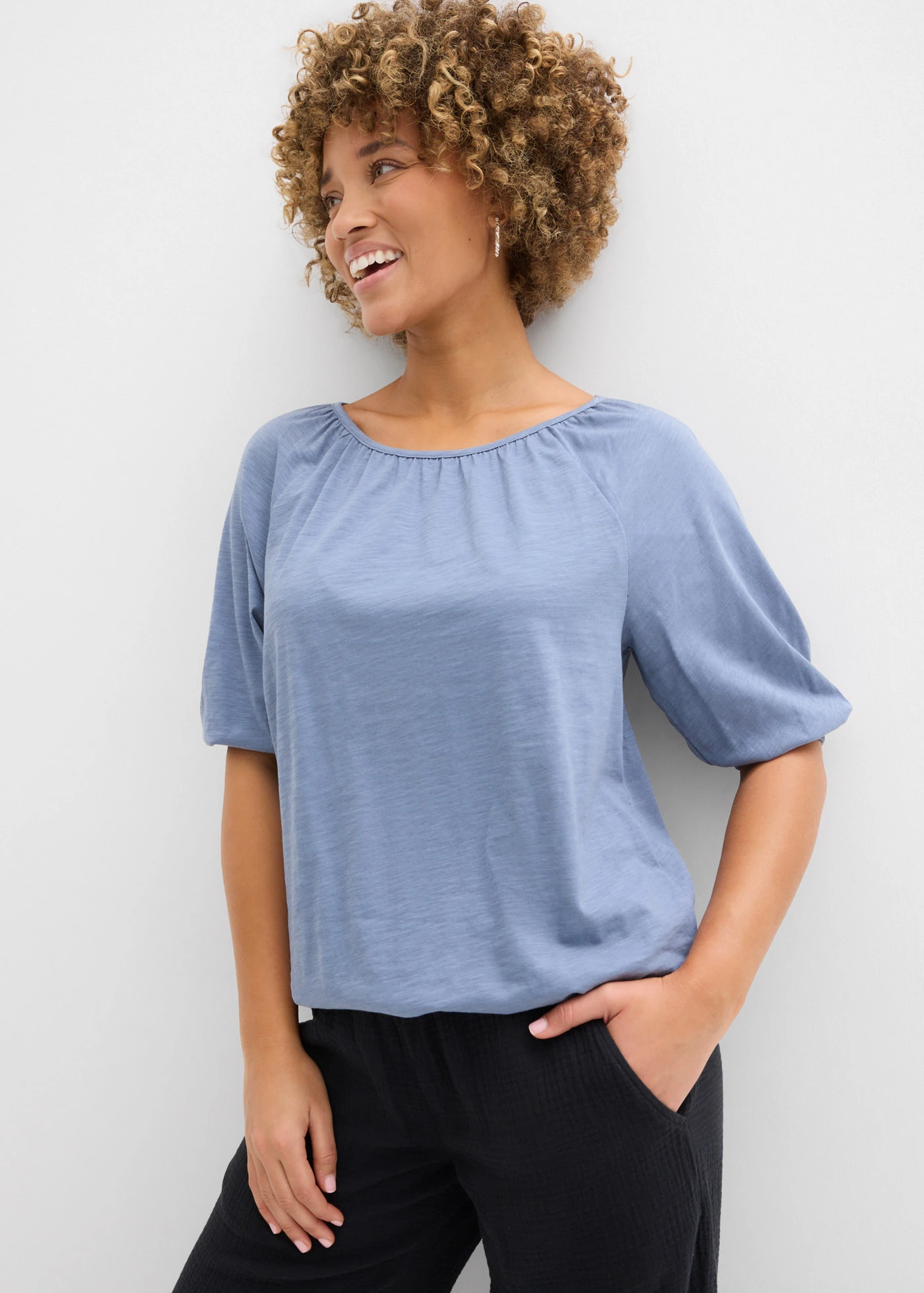 Shirt van puur biologisch katoen • rookblauw • bonprix online shop