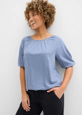 Shirt van puur biologisch katoen, Kleur: rookblauw