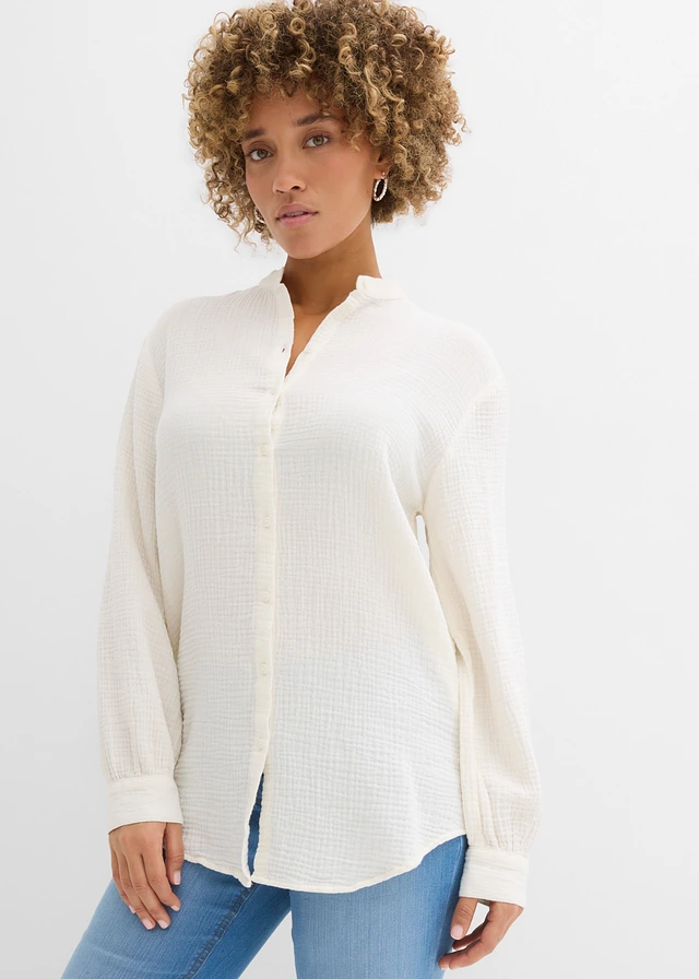 Chemisier long en gaze de coton • ecru • product-page.page-title-suffix