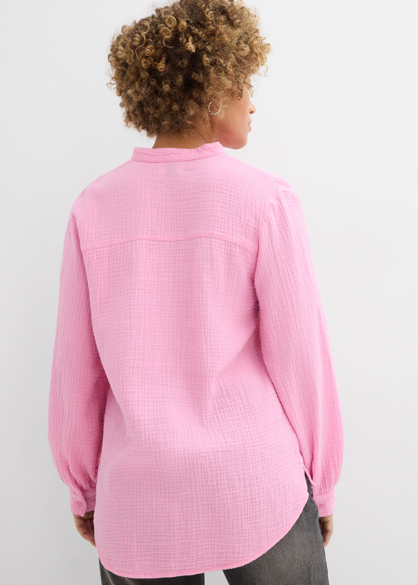 Lange mousseline overhemdblouse van katoen • roze • bonprix online shop
