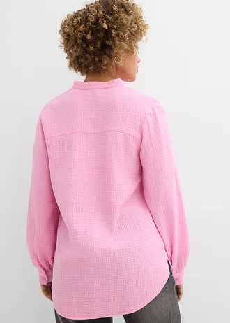 Chemisier long en gaze de coton • rose • Boutique bonprix