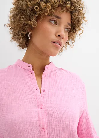 Lange blouse van luchtige mousseline • roze • bonprix online shop