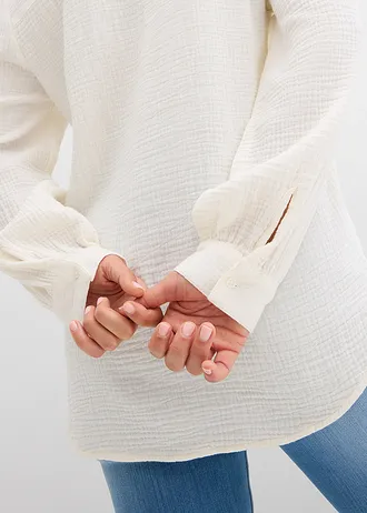 Lange blouse van luchtige mousseline • wolwit • bonprix online shop