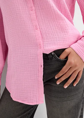 Lange blouse van luchtige mousseline • roze • bonprix online shop