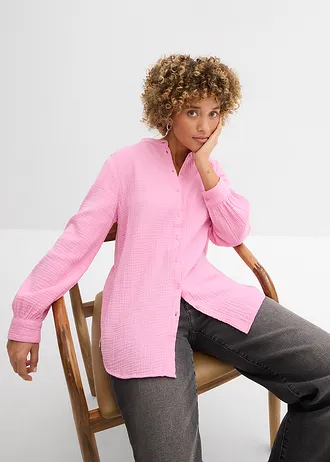 Lange blouse van luchtige mousseline • roze • bonprix online shop