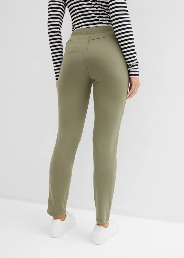 Pantalon à taille élastiquée en Punto di Roma confortable • olive • product-page.page-title-suffix