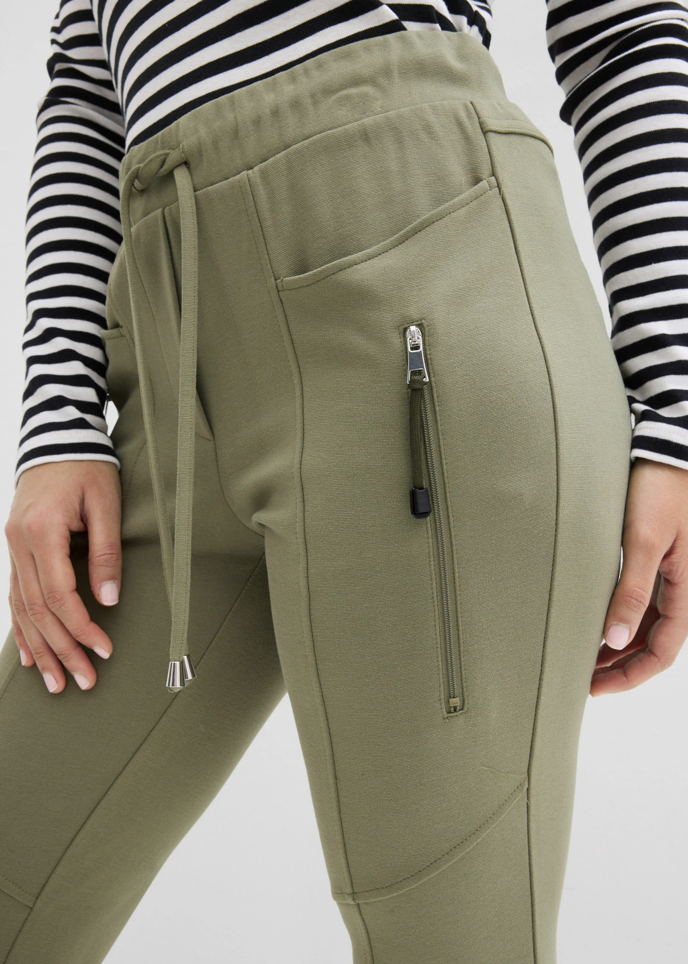 Spodnie z gumką w talii, z wygodnego materiału punto di roma • oliwkowy • sklep bonprix