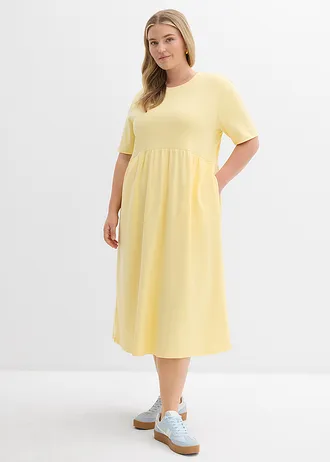 Jersey jurk van puur katoen, Kleur: lichtgeel