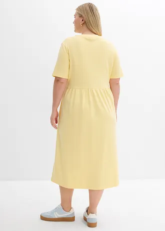 Jersey jurk van puur katoen, Kleur: lichtgeel