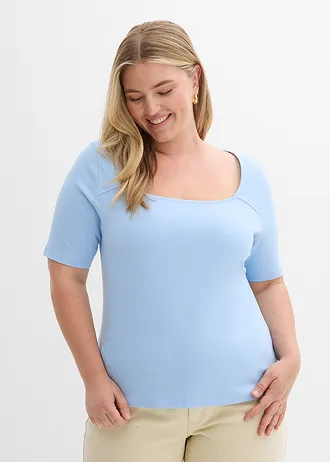 T-shirt van zwaar biologisch katoen, Kleur: lichtblauw