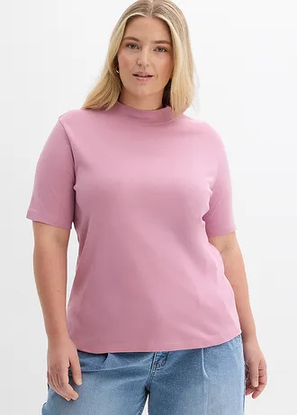 Geribd shirt van katoen, Kleur: mauve