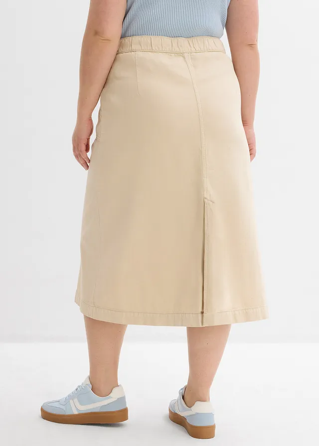 Jupe en twill 100% coton, Couleur: sable clair