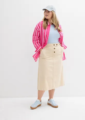 Twill rok van puur katoen, Kleur: lichtsand