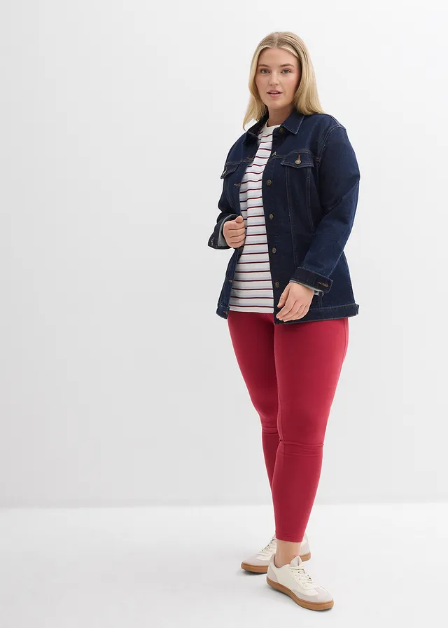 Lot de 2 leggings, Couleur: bleu foncé-rouge cerise