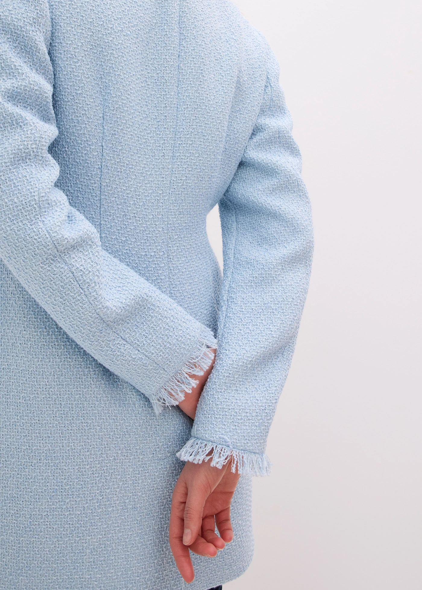 Blazer lung din țesătură bouclé • albastru pudrat • magazin bonprix