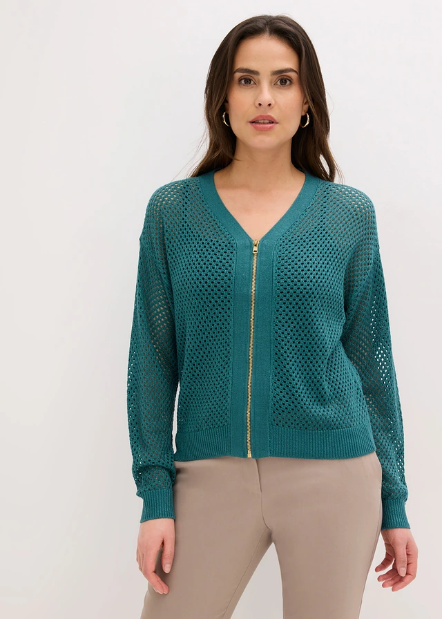 Gilet en maille, Couleur: vert poivre-métallisé
